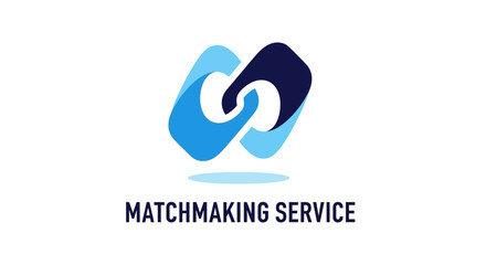 Fototapeta premium Modern Abstract Logo Design for Matchmaking Service, Blue and White.