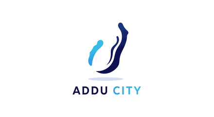 Fototapeta premium Modern Abstract Logo Design for Addu City, Featuring Blue and White Colors.