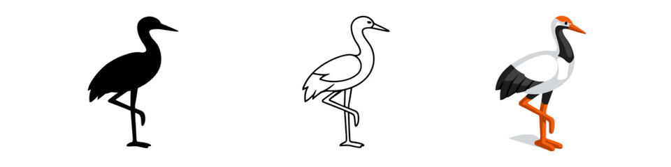 Fototapeta premium Crane Bird Icons