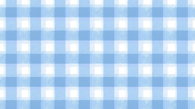 Gingham seamless pattern. Soft blue tartan plaid wallpaper. Retro tablecloth texture. Simple small checkered plaid tattersall pattern. Print for wrapping paper, fabric and textile. Vector illustration