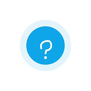 Question mark icon, blue circle symbol, query sign, help button