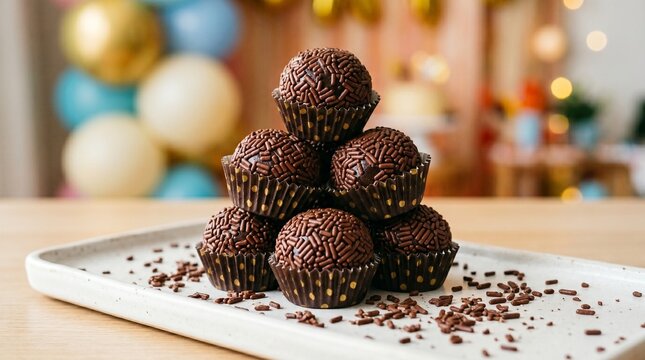 Handmade Brazilian Brigadeiro Chocolate Truffles with Sprinkles
