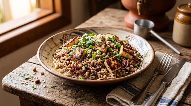 Rustic Northeastern Baiao de Dois with Beans and Coalho Cheese
