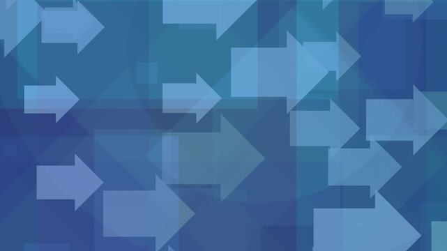 Blue arrows loopable motion, moving left to right, loopable digital background,  abstract geometric pattern background