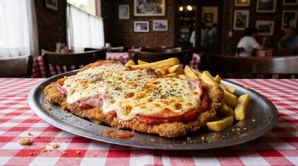 Traditional Milanesa a la Napolitana with Mozzarella and Tomato Sauce