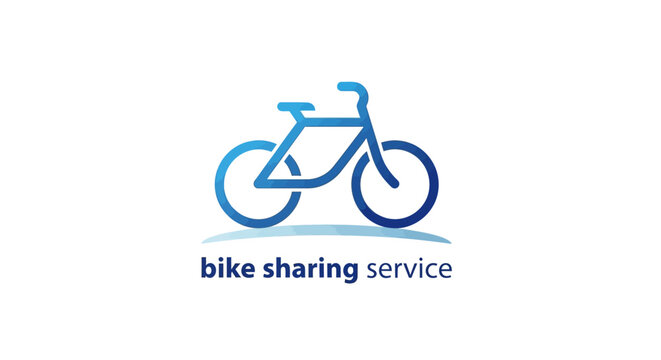 Modern Blue Bicycle Logo for Bike Sharing Service, Simple Design.