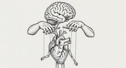 Fototapeta premium The Human Mind Controlling the Heart A Metaphorical Representation of Emotion and Logic