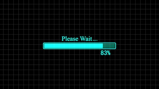 Abstract loading bar please wait symbol animation.  Processing 0 to 100 present loading animation.