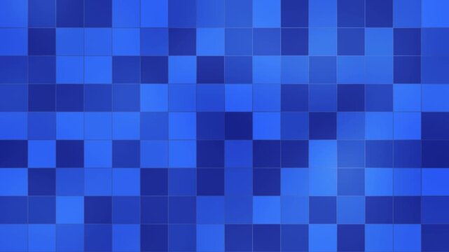 Blue loopable square mosaic pattern, varying shades, modern pulsating loopable geometric background