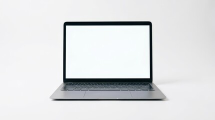 Fototapeta premium Minimalist laptop mockup front view on clean white background