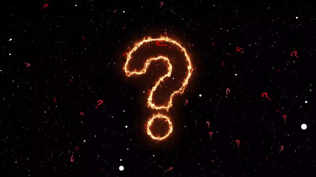 Neon question mark symbol animation with mini  question mark symbol falling effect.