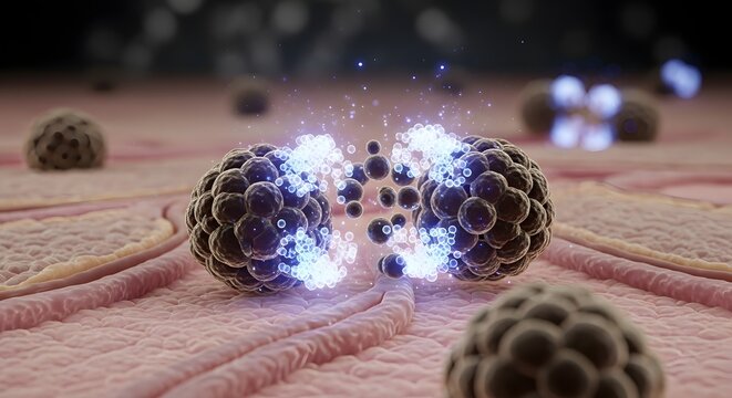 Cell division with electric sparks on a microscopic surface