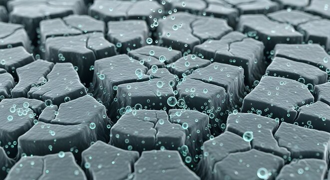 Drought stricken earth with cracks and raindrops on a parched ground surface
