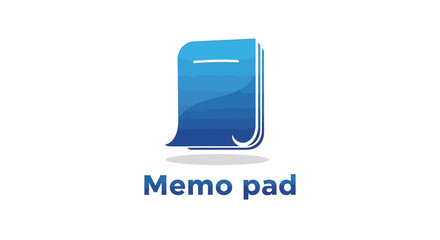 Fototapeta premium Modern Blue Memo Pad Icon with White Background for Notes.