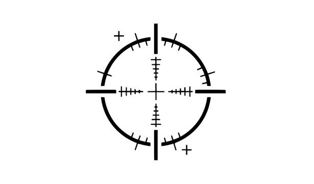 Abstract targeting reticle vector template with crosshair lines and optical viewfinder design isolated on white background