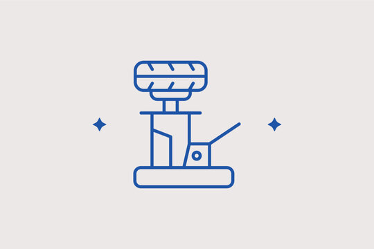 Tire balancer machine line icon for wheel alignment and vibration-free driving. Professional Vector Illustration for tire center service menus and workshop equipment brochures.