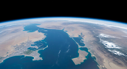 Fototapeta premium A stunning view of the Earth from space showing the curvature of the planet and the blue ocean