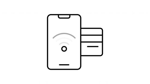 Animated NFC Payment in line icon style, suitable for contactless payment, mobile payment, fintech concept illustrations