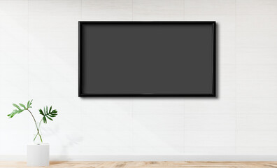 Minimalist room with wall-mounted television, suitable as mockup © Rawpixel.com