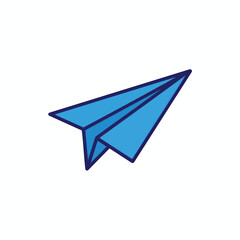 Naklejka premium Minimalist blue paper airplane icon design.