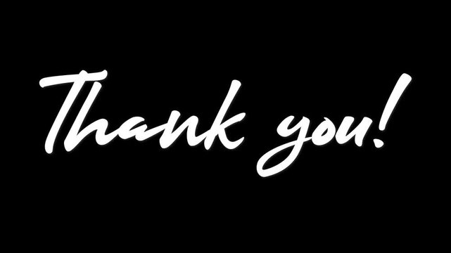 Animated thank you script text effect in black background