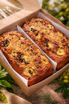 Banana Chocolate Chip Loaf Cake in Box