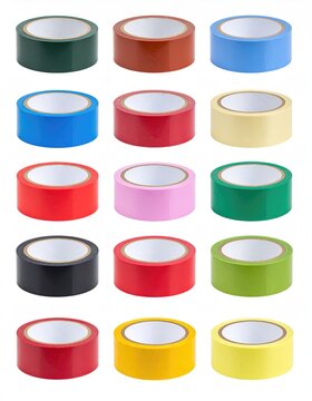 adhesive sticky tape parts set isolated on white background