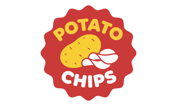 Red Potato Chips Label with Whole Potato and Sliced Chips