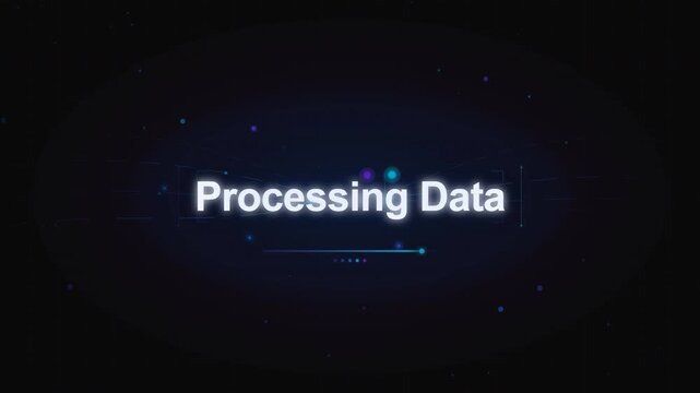 Dynamic digital data processing visualization with abstract glowing elements representing complex information flow and advanced computation