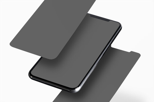 Sleek blank smartphone screen protector photo, suitable as mockup