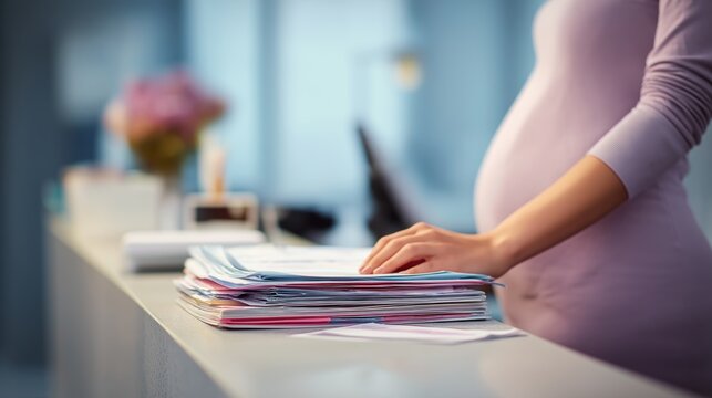 Expecting Mother at Reception Desk