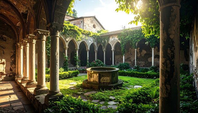 Old courtyard, green nature
