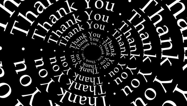 Thank You Message Looping Spiral Text Motion Graphic Background