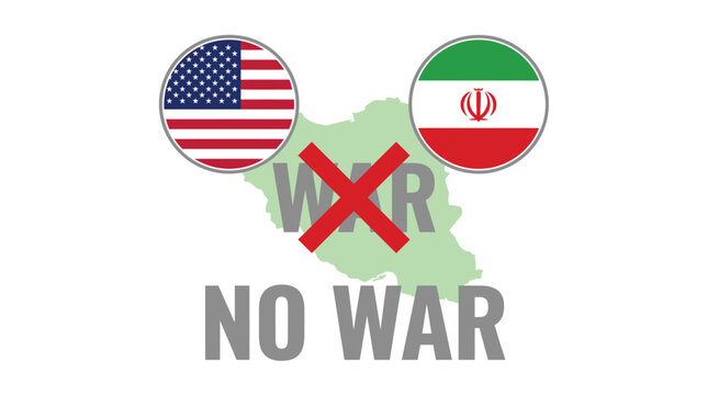 Vector graphic illustration of USA Iran No War Protest Vector Graphic, Anti-War Symbol, Peace Sign Vector