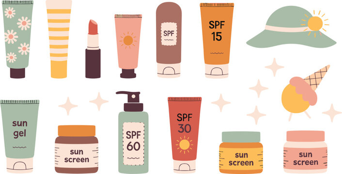 Sun protection products and summer accessories sunscreen