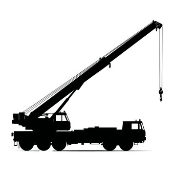 Silhouette of a mobile crane truck.