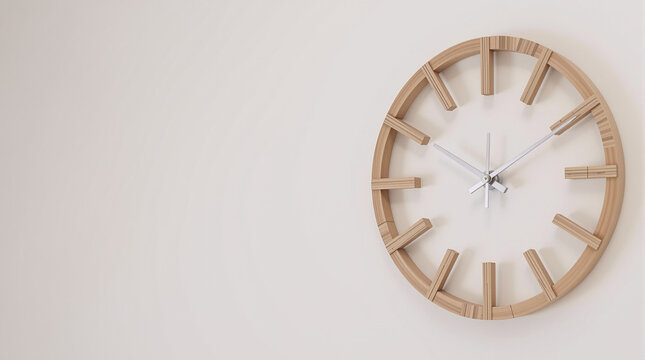 The wall clock is made of bamboo.