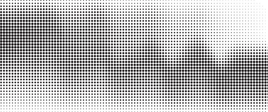 Monochrome halftone background with a gradient of dots creating a modern and minimalist design element EPS vector