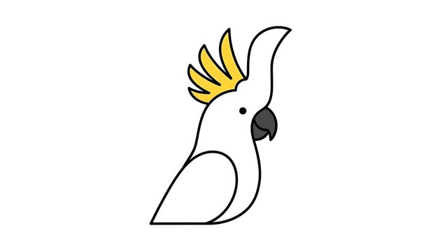 Simple Line Drawing of a Cockatoo Bird.