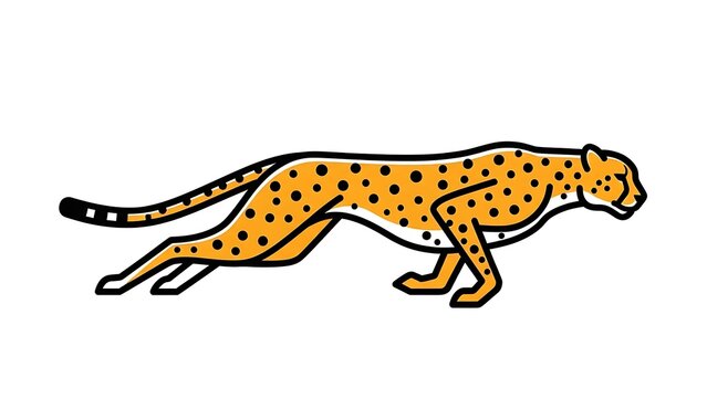 Cartoon Leopard Running on White Background.