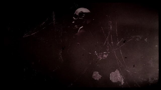 Spinning stop motion style mannequin with a flickering noisy grunge film effect.