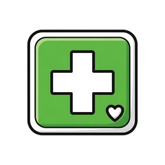 Obraz premium Green medical cross symbol icon.