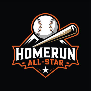 Baseball logo featuring a bat ball and the text homerun all star