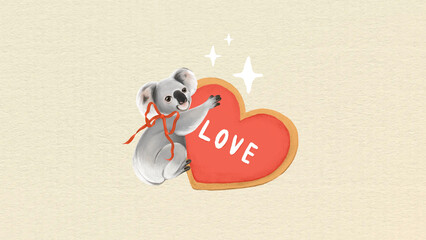 Valentine's koala desktop wallpaper background © Rawpixel.com