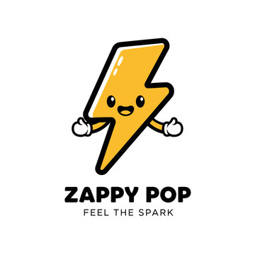 Cartoon lightning bolt character smiling.