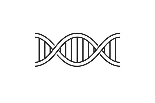 DNA Double Helix Icon Vector Illustration, Simple Outline Linear Design for Science, Biology, Genetics, and Medical Research, Isolated on White Background for Biotechnology and Healthcare Projects