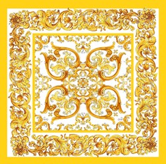 digital silk scarf design with seamless textile pattern