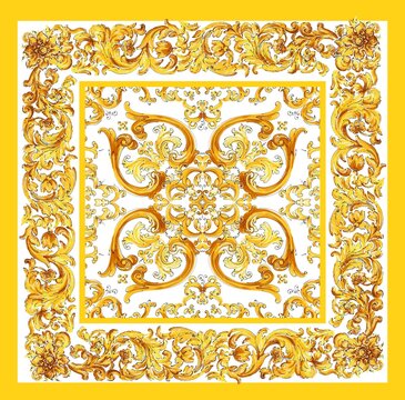 digital silk scarf design with seamless textile pattern