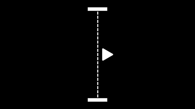 White vertical dotted line measuring height animation, alpha channel