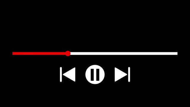 Music or video play bar icon on black background. Audio player for songs or podcast playlist. Play or pause button.